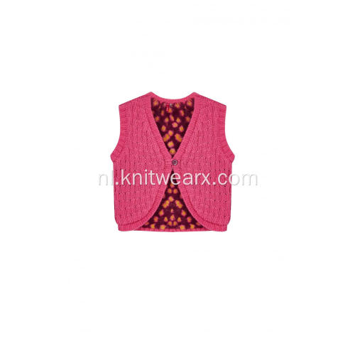 Gebreid met fleece gevoerd vest voor meisjes met knopen